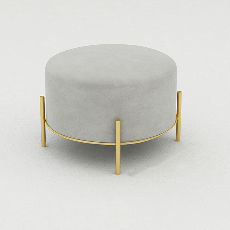Solid Color Round Ottoman Mildew Resistant Velvet Upholstered Ottoman