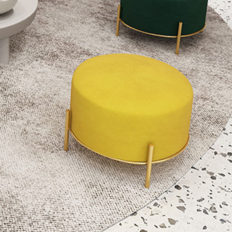 Solid Color Round Ottoman Mildew Resistant Velvet Upholstered Ottoman