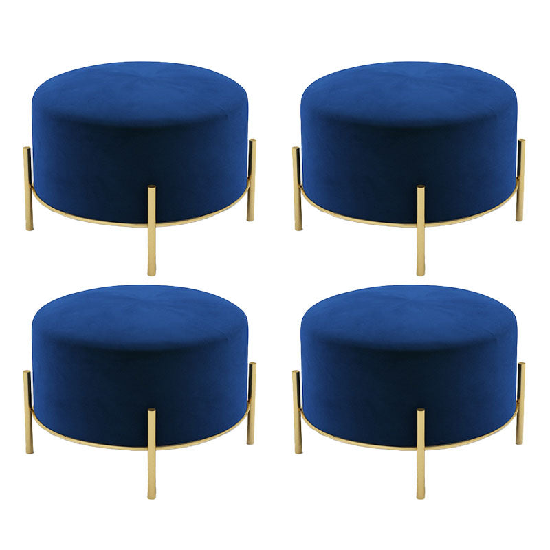 Solid Color Round Ottoman Mildew Resistant Velvet Upholstered Ottoman