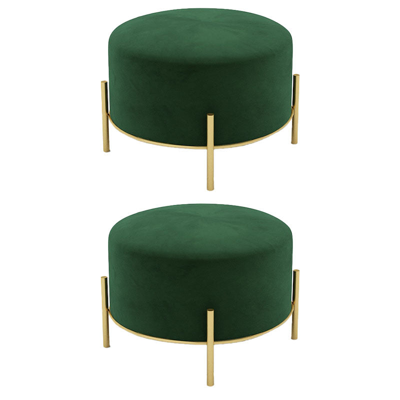 Solid Color Round Ottoman Mildew Resistant Velvet Upholstered Ottoman