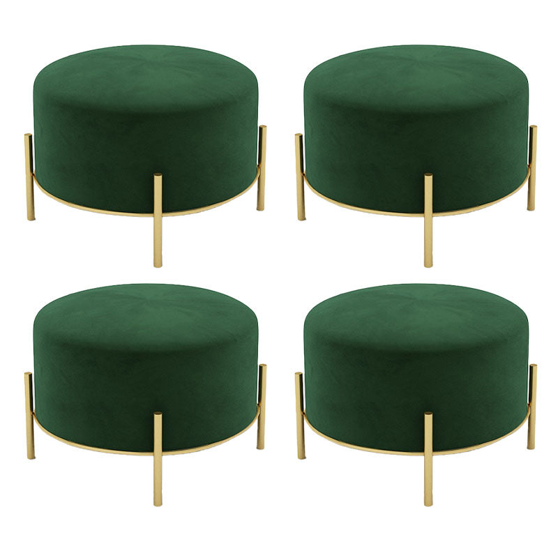 Solid Color Round Ottoman Mildew Resistant Velvet Upholstered Ottoman