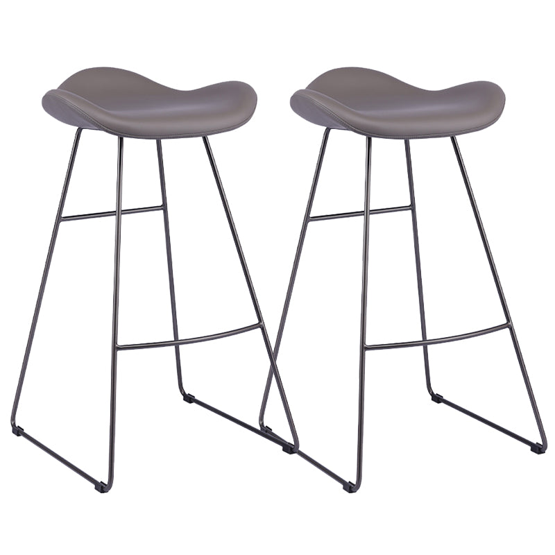 Glam Leather Bar Stool Backless Metal Base Counter Stool for Bristol