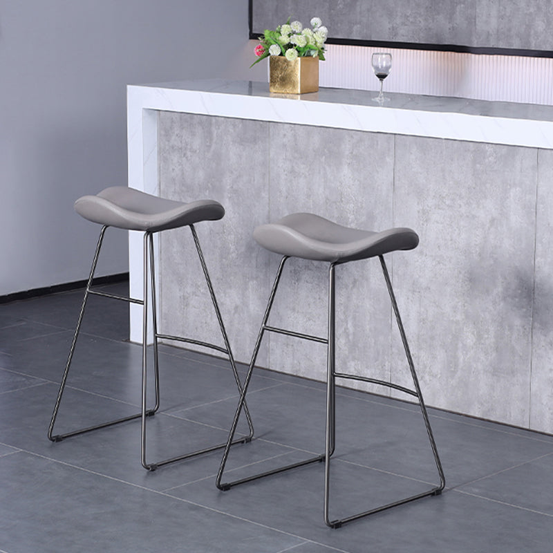 Glam Leather Bar Stool Backless Metal Base Counter Stool for Bristol