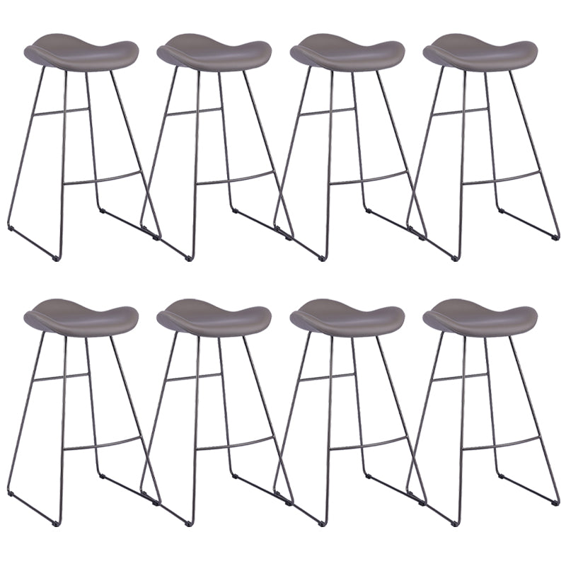 Glam Leather Bar Stool Backless Metal Base Counter Stool for Bristol