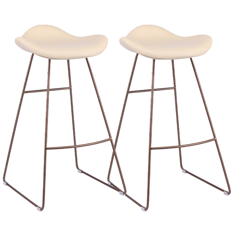 Glam Leather Bar Stool Backless Metal Base Counter Stool for Bristol