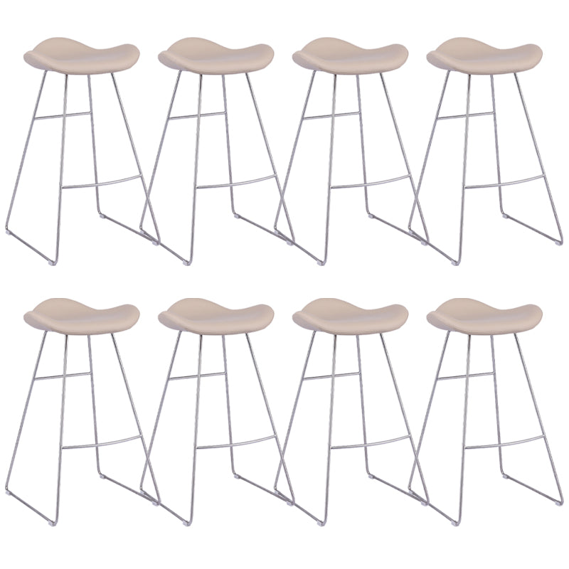 Glam Leather Bar Stool Backless Metal Base Counter Stool for Bristol