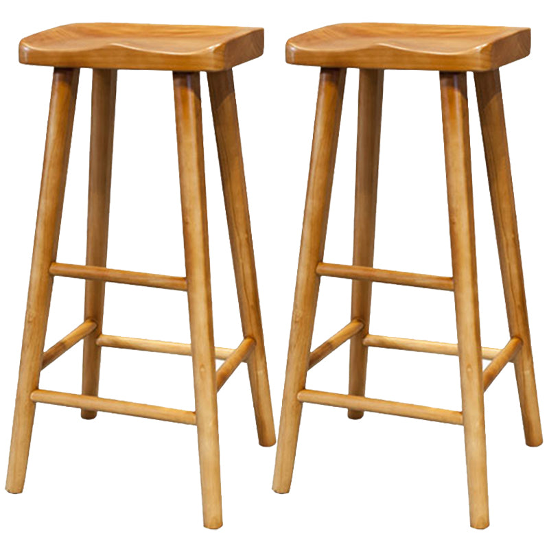 Contemporary Solid Wood Dining Stool Backless Bar Stool with Footrest