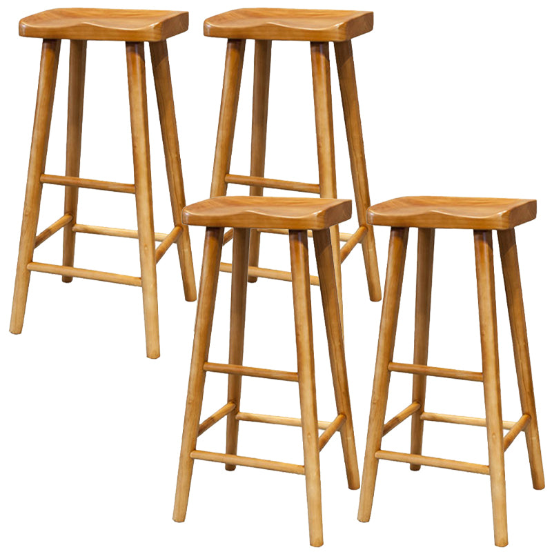 Contemporary Solid Wood Dining Stool Backless Bar Stool with Footrest