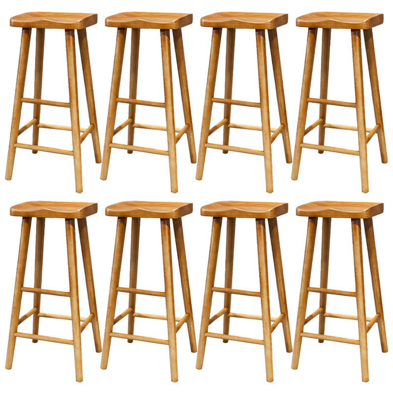 Contemporary Solid Wood Dining Stool Backless Bar Stool with Footrest