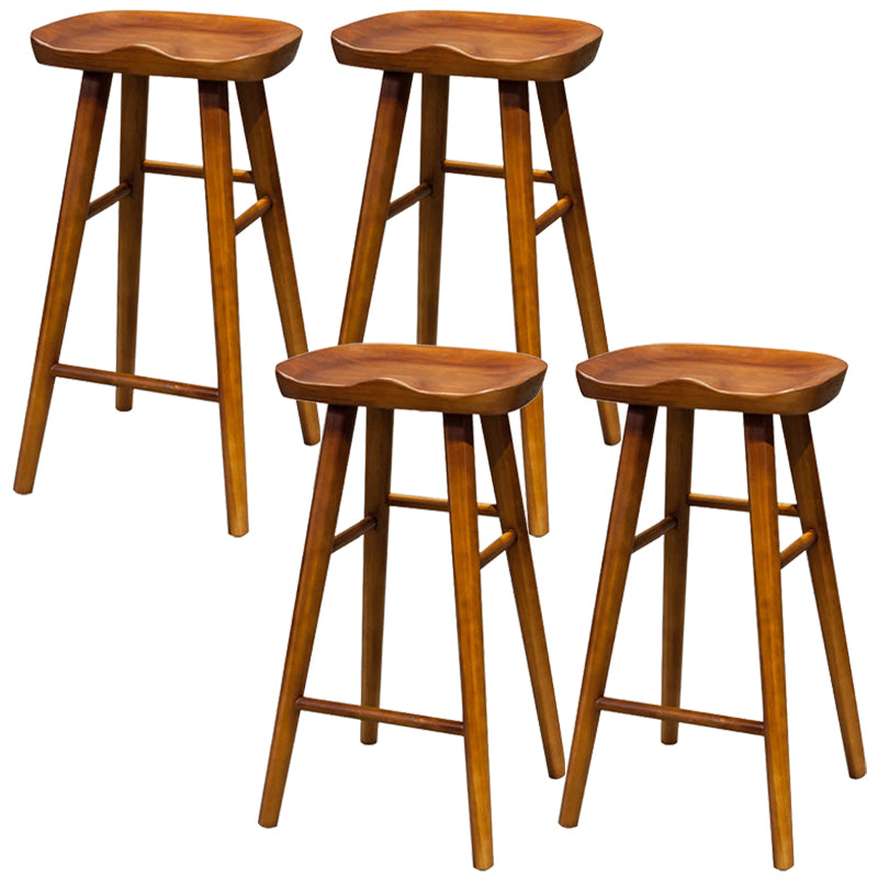 Contemporary Solid Wood Dining Stool Backless Bar Stool with Footrest