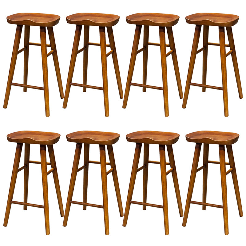 Contemporary Solid Wood Dining Stool Backless Bar Stool with Footrest