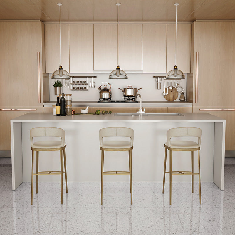 Armless Modern Counter Stool Faux Leather and Metal Counter Bar Stool