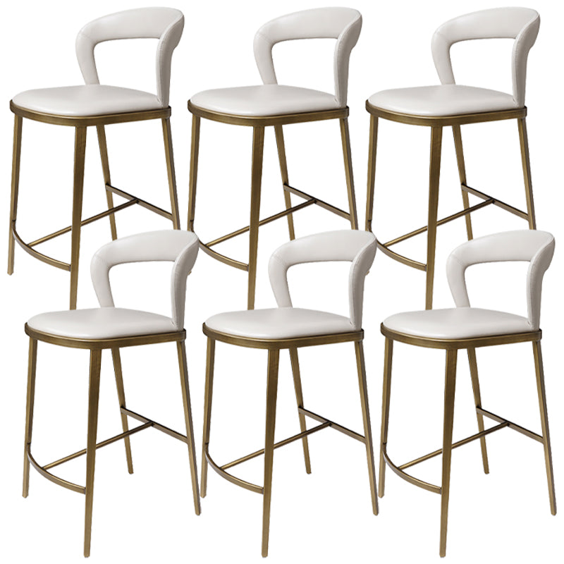Armless Modern Counter Stool Faux Leather and Metal Counter Bar Stool