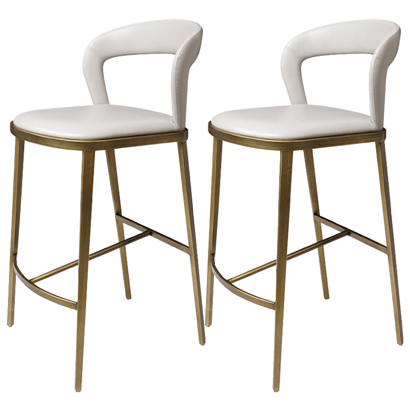 Armless Modern Counter Stool Faux Leather and Metal Counter Bar Stool