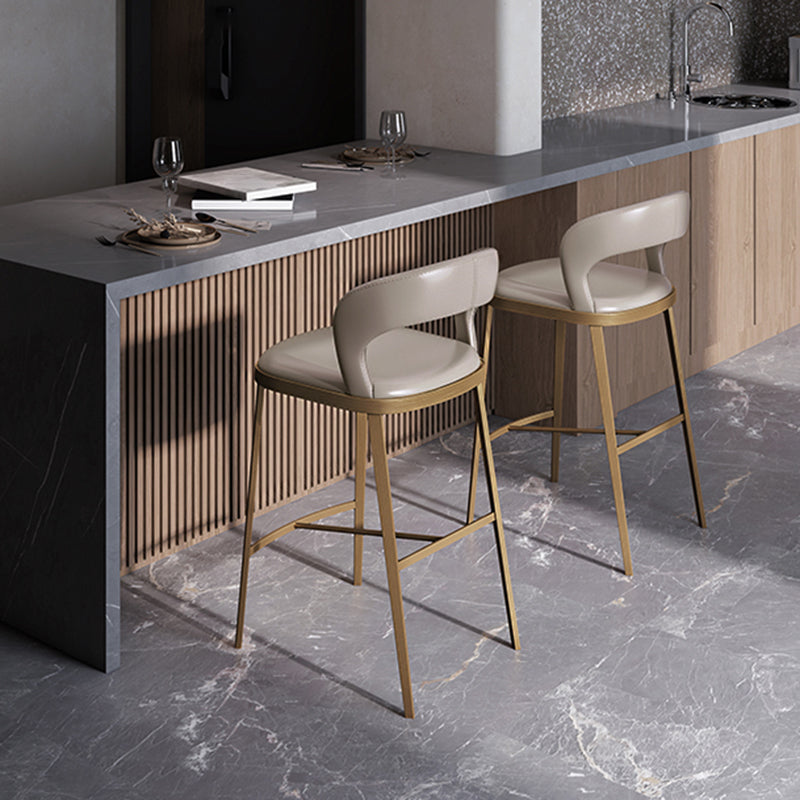 Armless Modern Counter Stool Faux Leather and Metal Counter Bar Stool