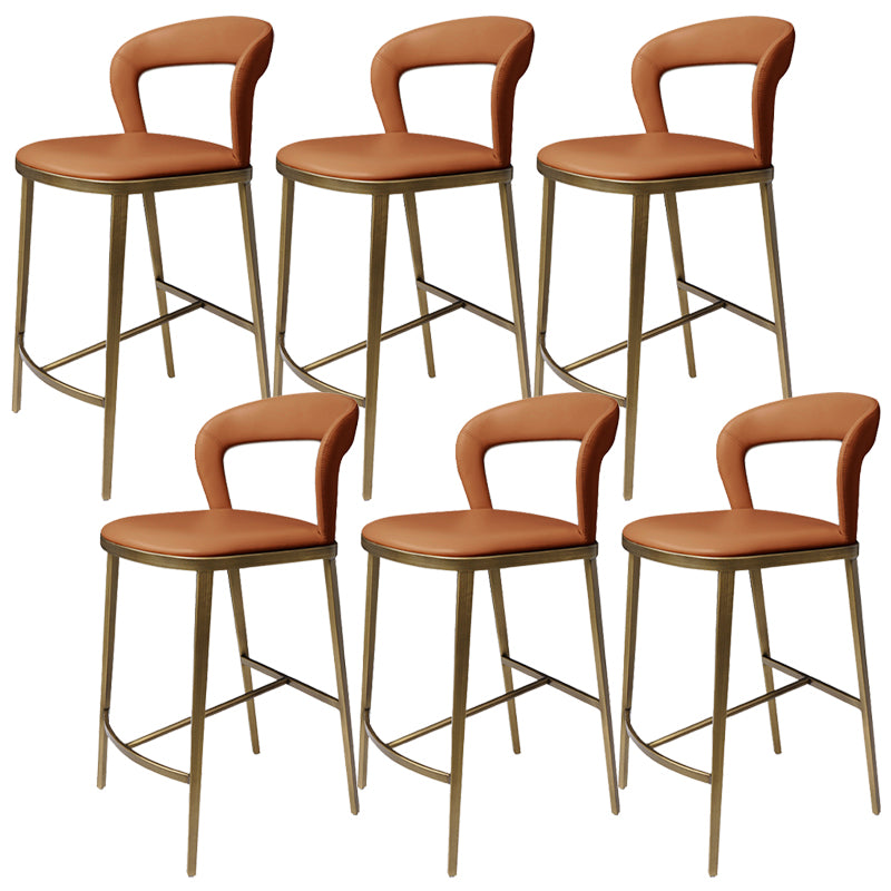 Armless Modern Counter Stool Faux Leather and Metal Counter Bar Stool