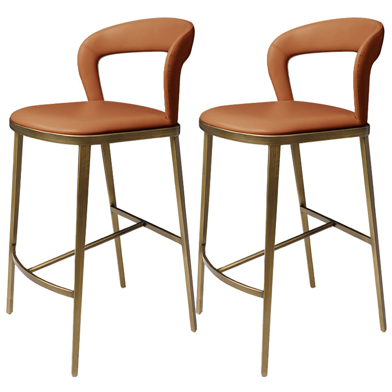 Armless Modern Counter Stool Faux Leather and Metal Counter Bar Stool