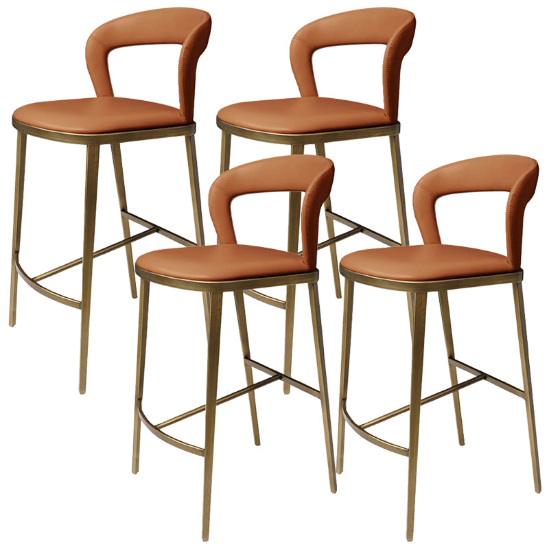 Armless Modern Counter Stool Faux Leather and Metal Counter Bar Stool
