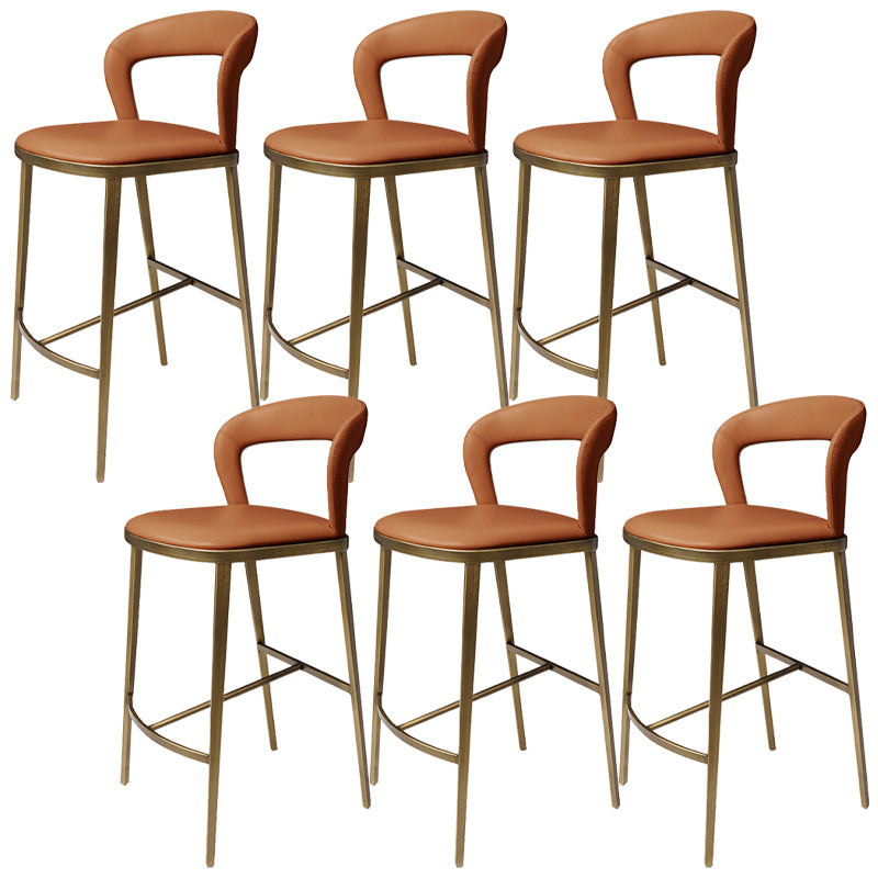 Armless Modern Counter Stool Faux Leather and Metal Counter Bar Stool