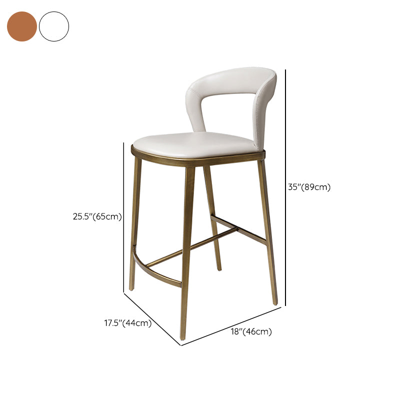 Armless Modern Counter Stool Faux Leather and Metal Counter Bar Stool