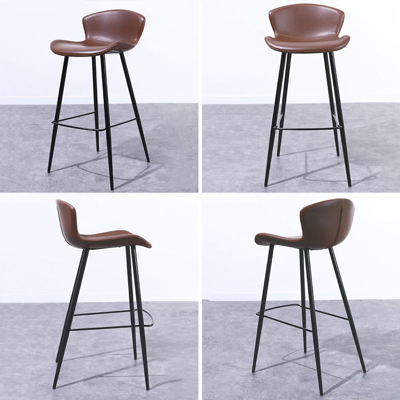 Modern Style Bar Stool Leather Backrest Counter Stool for Living Room