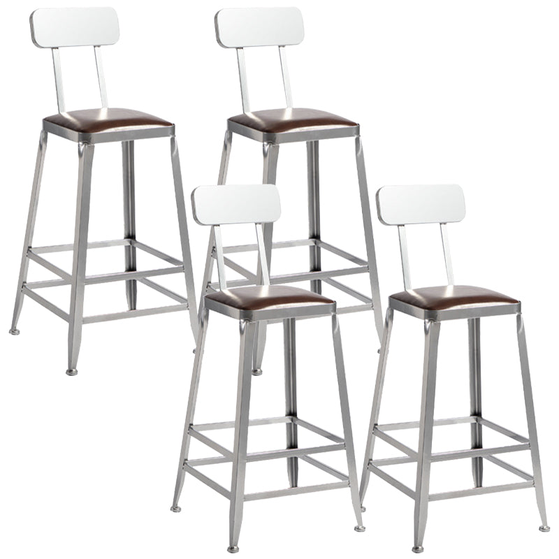 Metal Dining Stools Contemporary Armless Faux Leathe Bar Stools