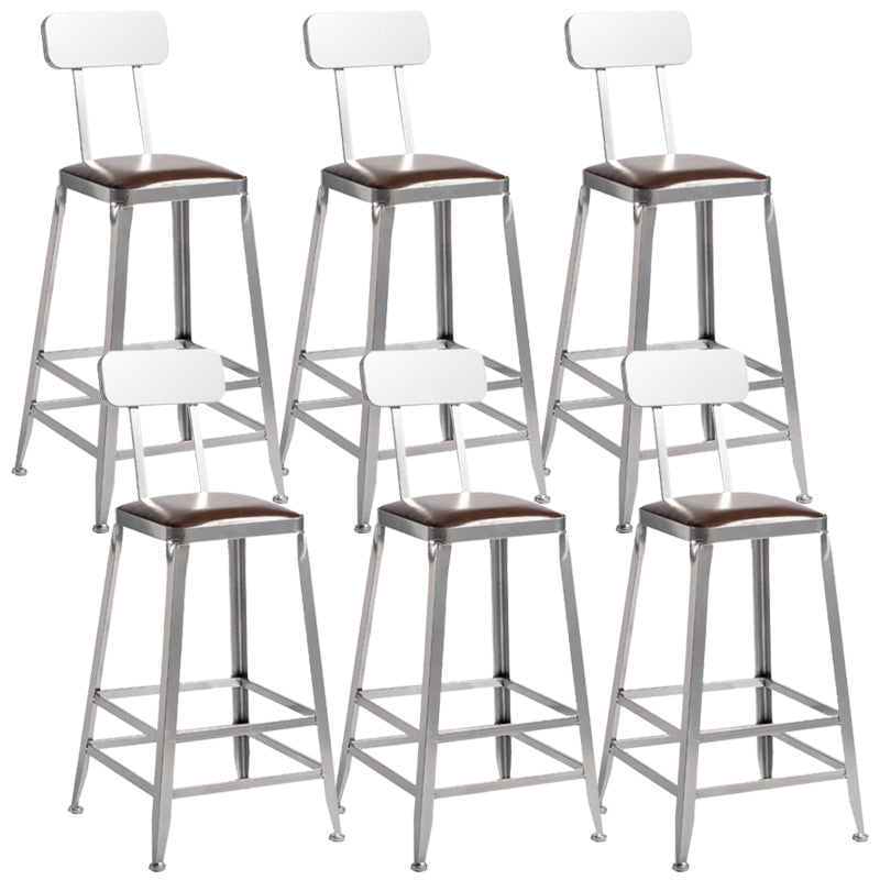 Metal Dining Stools Contemporary Armless Faux Leathe Bar Stools