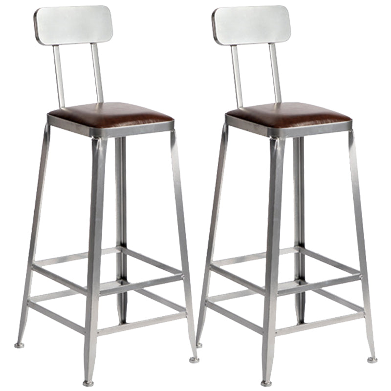 Metal Dining Stools Contemporary Armless Faux Leathe Bar Stools