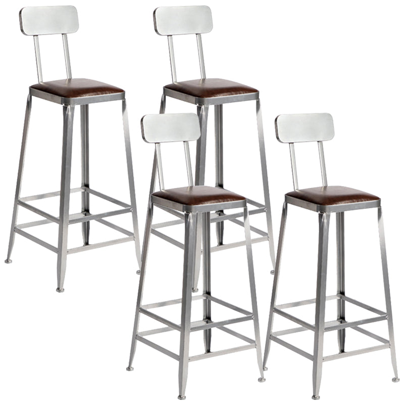 Metal Dining Stools Contemporary Armless Faux Leathe Bar Stools