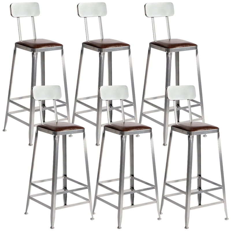 Metal Dining Stools Contemporary Armless Faux Leathe Bar Stools