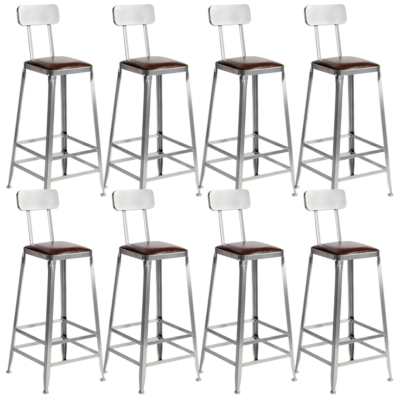 Metal Dining Stools Contemporary Armless Faux Leathe Bar Stools
