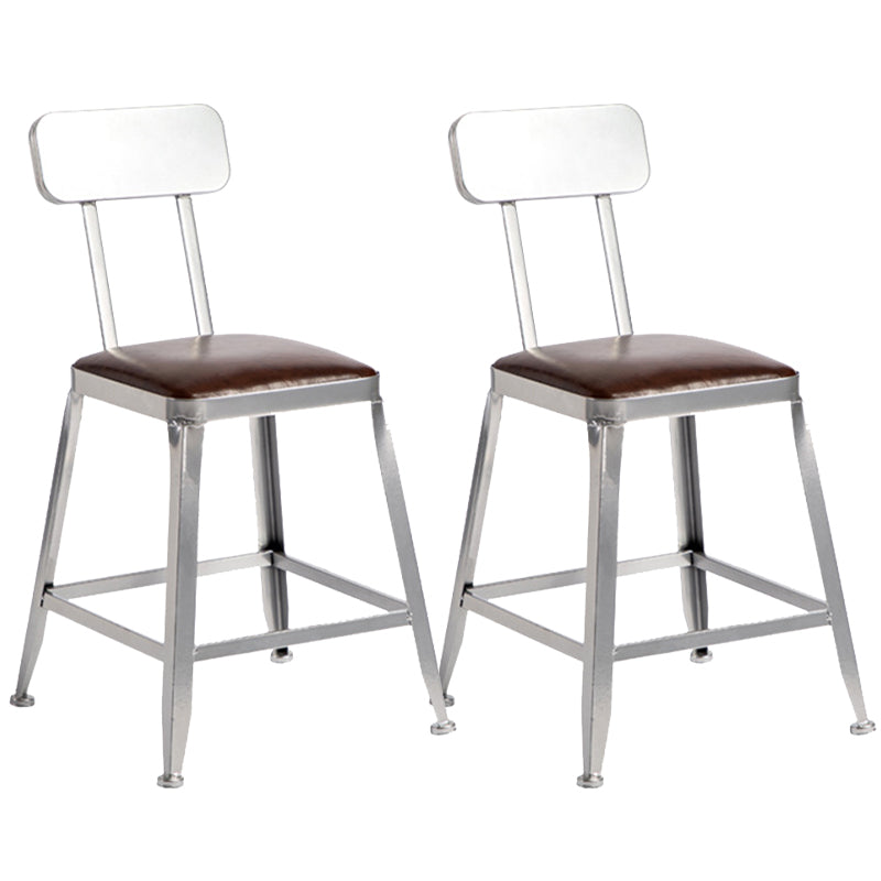 Metal Dining Stools Contemporary Armless Faux Leathe Bar Stools