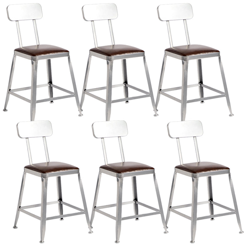 Metal Dining Stools Contemporary Armless Faux Leathe Bar Stools