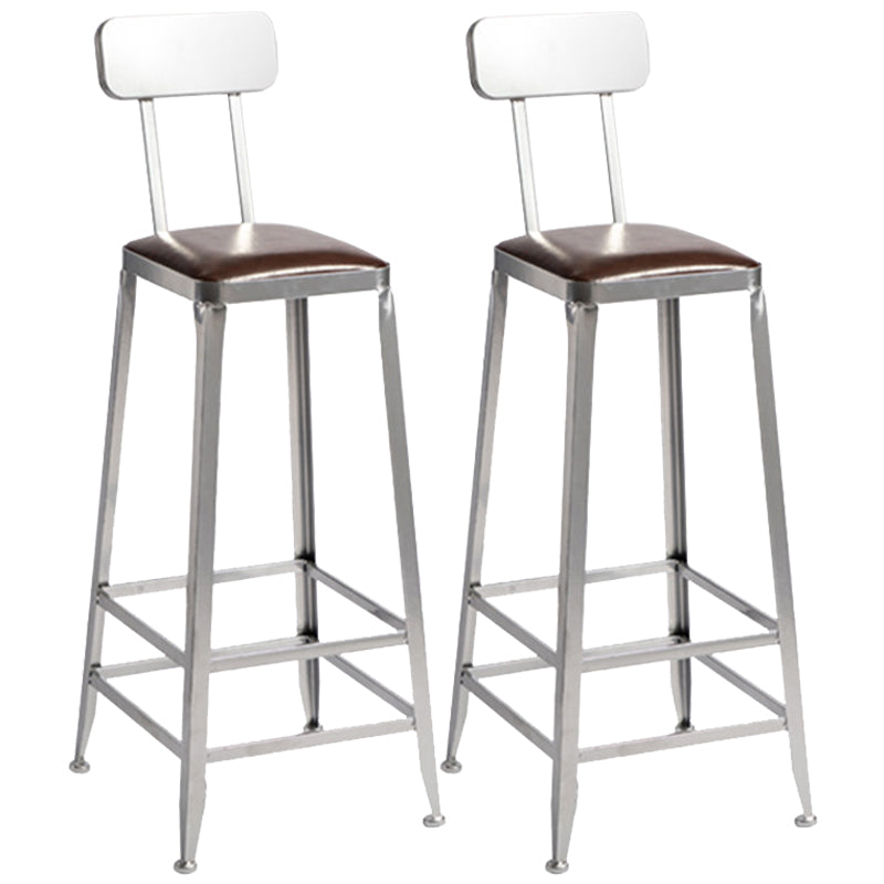 Metal Dining Stools Contemporary Armless Faux Leathe Bar Stools