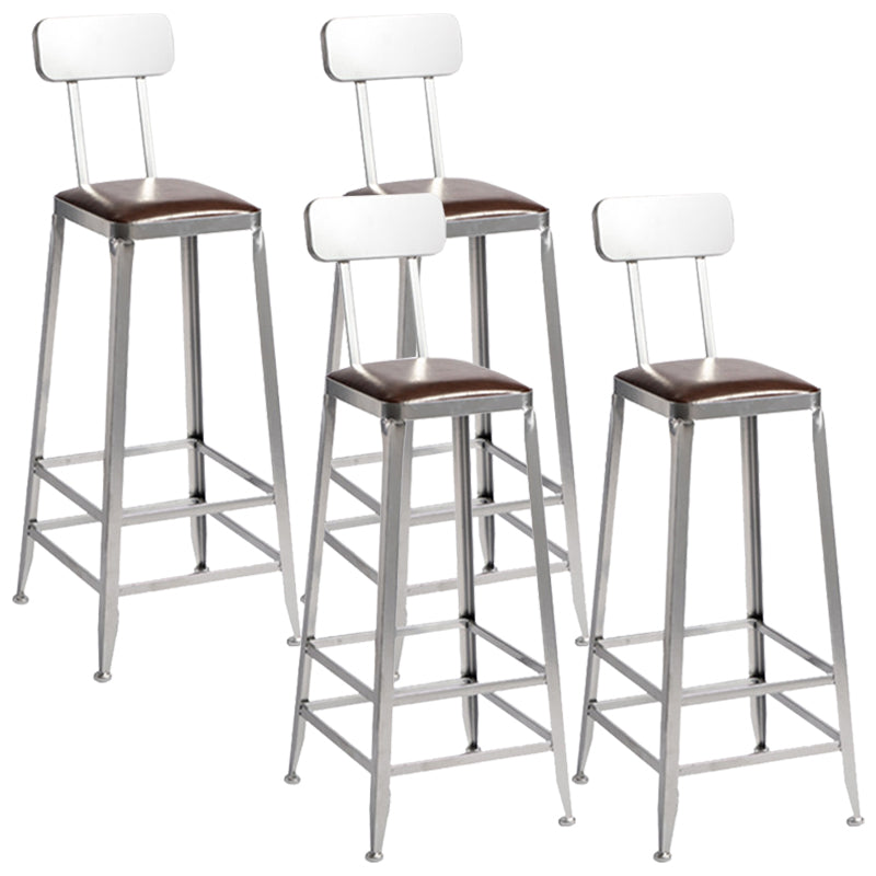 Metal Dining Stools Contemporary Armless Faux Leathe Bar Stools