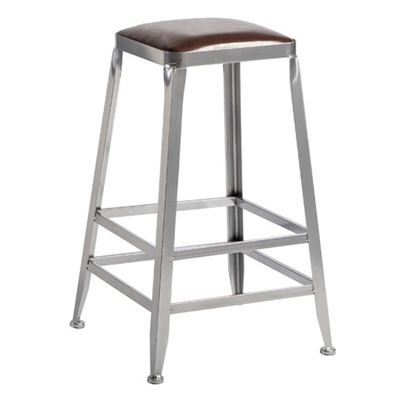 Metal Dining Stools Contemporary Armless Faux Leathe Bar Stools