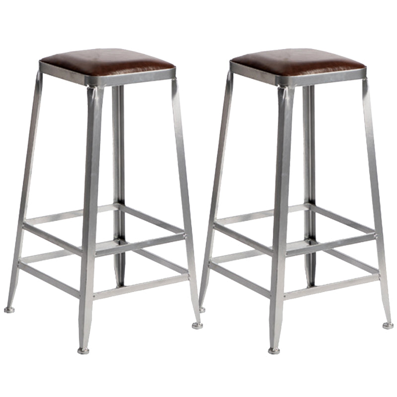 Metal Dining Stools Contemporary Armless Faux Leathe Bar Stools