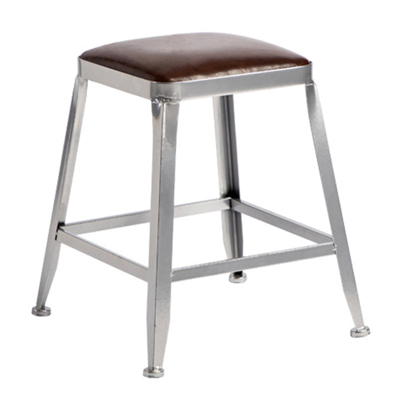 Metal Dining Stools Contemporary Armless Faux Leathe Bar Stools