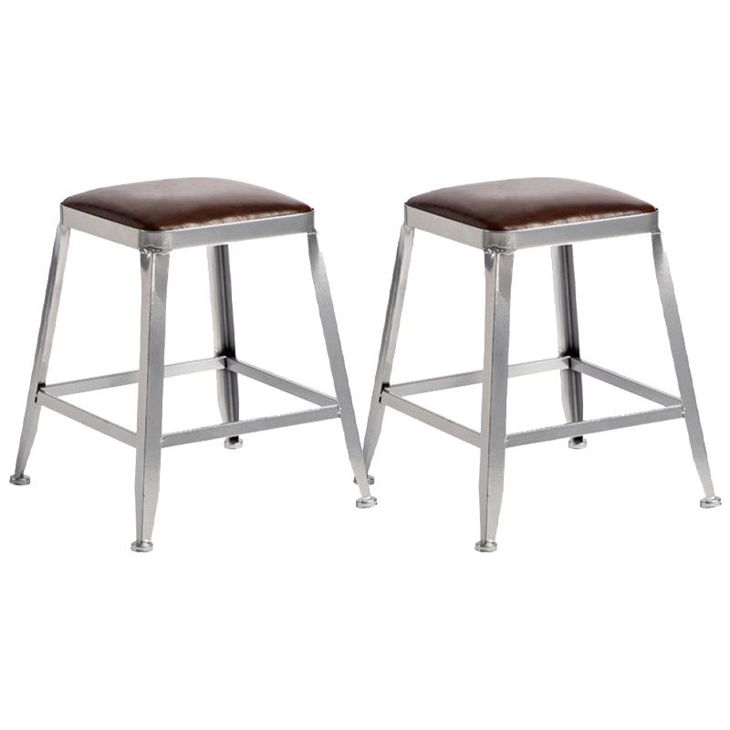 Metal Dining Stools Contemporary Armless Faux Leathe Bar Stools