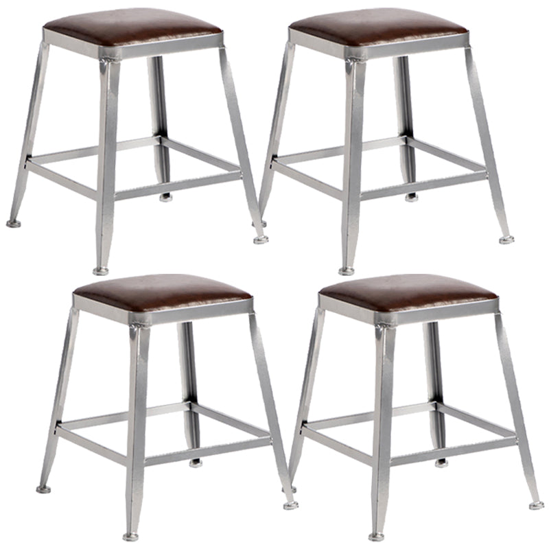 Metal Dining Stools Contemporary Armless Faux Leathe Bar Stools