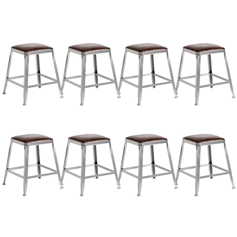 Metal Dining Stools Contemporary Armless Faux Leathe Bar Stools