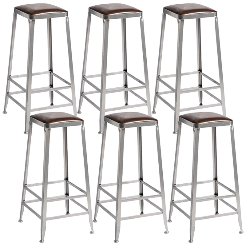 Metal Dining Stools Contemporary Armless Faux Leathe Bar Stools