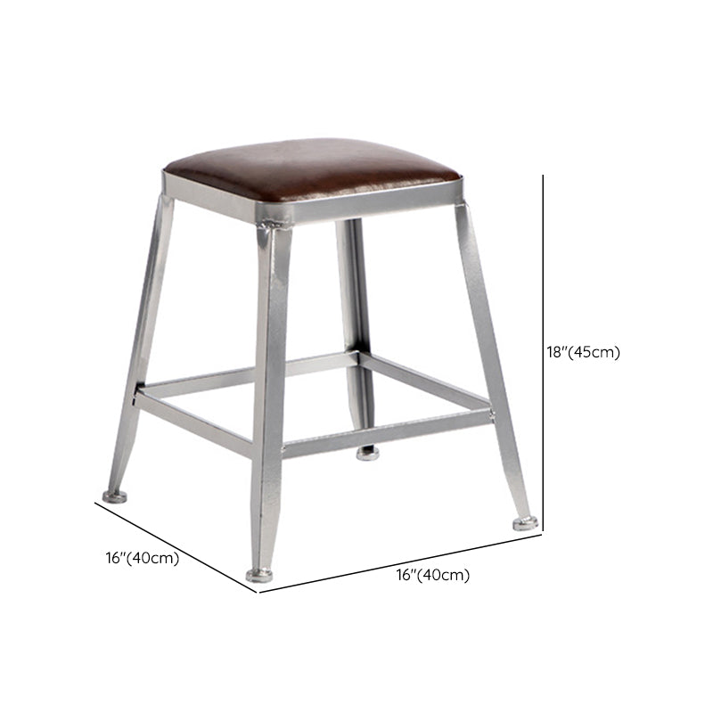 Metal Dining Stools Contemporary Armless Faux Leathe Bar Stools