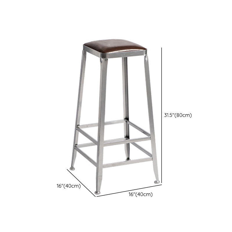 Metal Dining Stools Contemporary Armless Faux Leathe Bar Stools