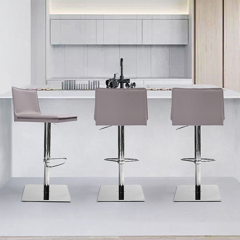 Adjustable Counter Height Stools Metal and Faux Leather Bar Stool