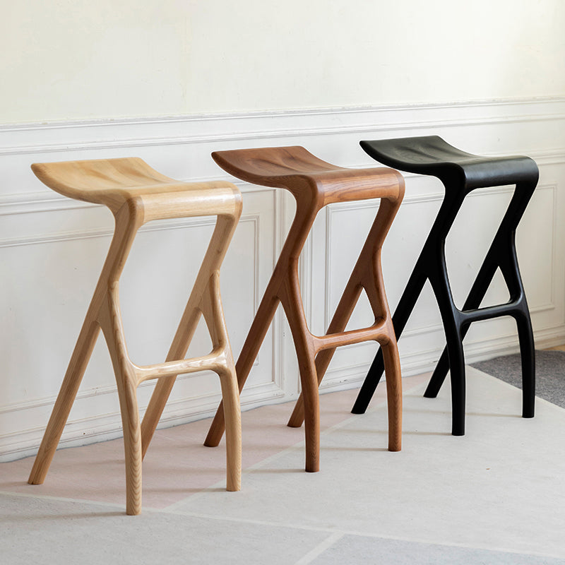 Solid Wood Bar Stool Backrless Counter Stool for Living Room