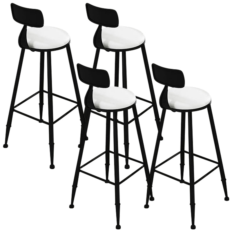 Glam Round Metal Bar Stools Low Back Dining Stools with Footrest