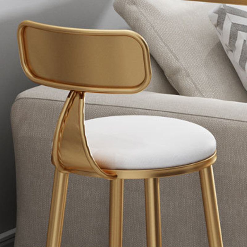 Glam Round Metal Bar Stools Low Back Dining Stools with Footrest