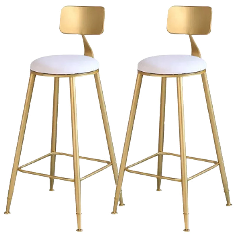 Glam Round Metal Bar Stools Low Back Dining Stools with Footrest