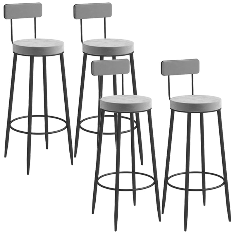 Metal Low Back Dining Stools Glam Armless Bar Stools with Black Metal Base